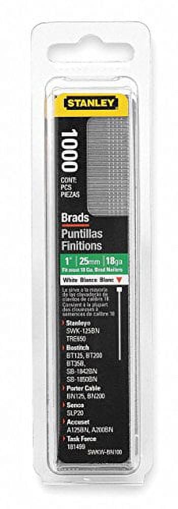 Stanley SWKWBN100 1 Inch White Brad Nails, 1000 Nails