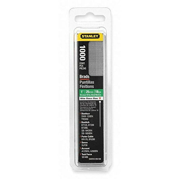 Stanley SWKWBN100 1 Inch White Brad Nails, 1000 Nails