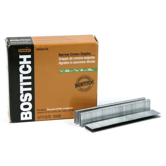 BOSTITCH Stanley SX5035 7/8G Narrow Crown Staples, Galvanized Residential Use, Standard Application