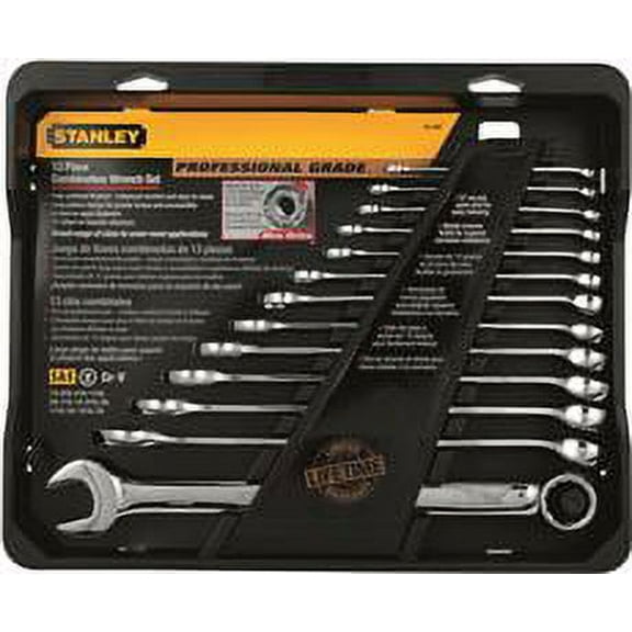 Stanley Set Wrench Comb Full Polish Pro Sae 13 Piece