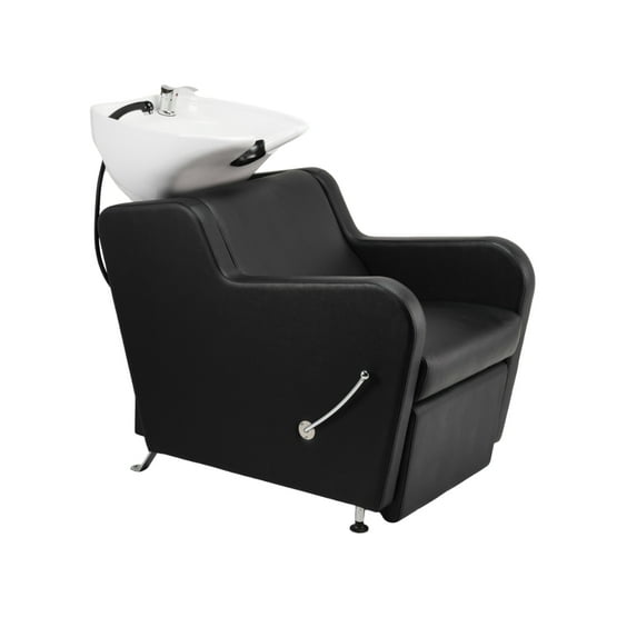 Stanley Shampoo Backwash Unit w/ Shampoo Bowl, Sink & Faucet for Beauty Spa Barber Shop, Professional Hair Salon Equipment, White