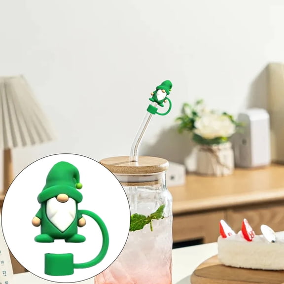 Stanley Straw Cover Topper, 1 Pcs St Patricks Day Straw Cap for Cup Accessories Saint Patricks Day Gnomes Shamrock Toppers Covers for Stanley 40 & 30 oz Tumbler (Mint Green)