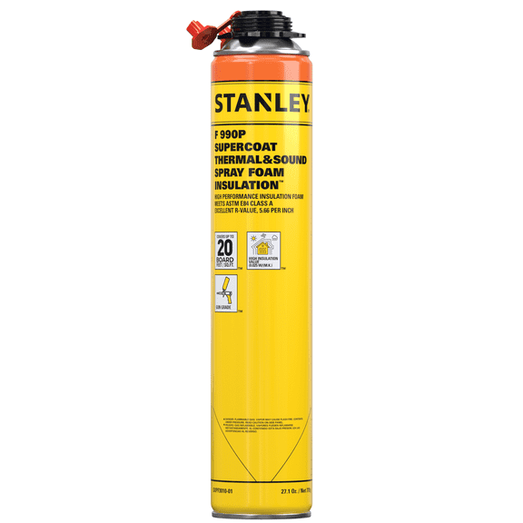 Stanley F990P SuperCoat Closed Cell Spray Foam Insulation (R-5.66 per Inch) - Class A Fire Rated - 20 Board Feet - Gun Use (Not Included) - 1 Pack
