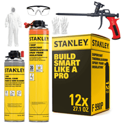 Stanley Supercoat Spray Foam Insulation - Closed Cell, 240 Board feet, 27.1 oz, 12 Pack Set