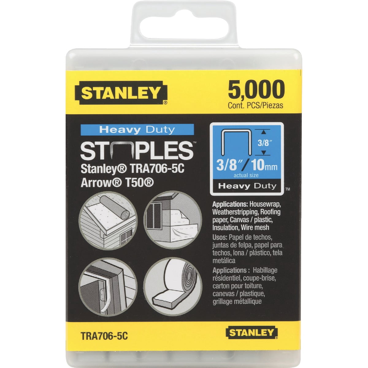 Stanley TRA706-5C 5,000-Qty. 3/8-Inch Leg 3/8-Inch Crown .050-Inchx.022-Inch Gauge Heavy Duty Staple