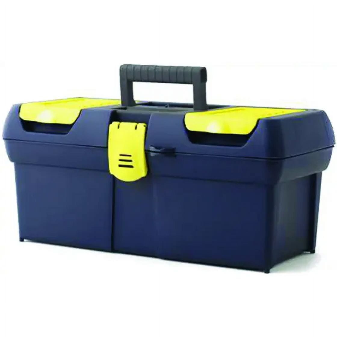 Stanley Tool 016011R Portable Tool Box With Plastic Latch, 2.1 Gallon  Plastic, Black/Yellow, 1-Drawer, 4-Compartment