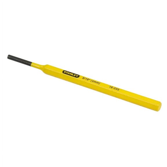 Stanley Tool 16-233 Pin Punch, 3/16 in Tip, 6 Inch 1/4 in Dia Shank, Hex Shank, Chrome Vanadium Steel, Each
