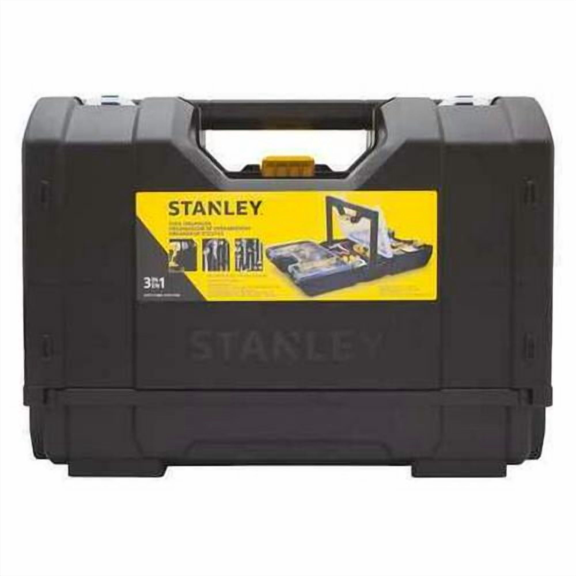Stanley Tool Organizer, Plastic, Black/Yellow, 17 in W x 9 in D x 12 in H