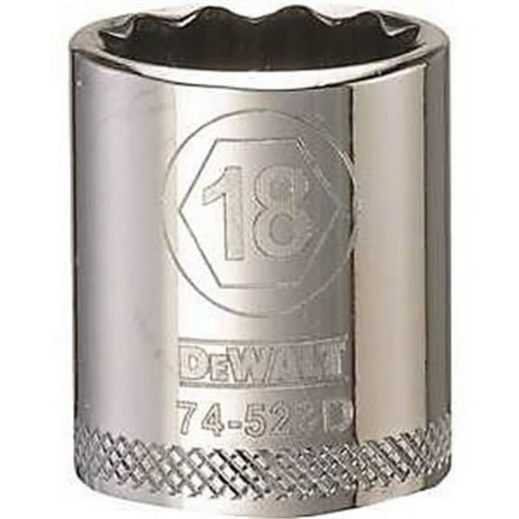 Stanley Tools 7515794 DWMT74523OSP 0.375 Drive 12 Point Socket, 18 mm
