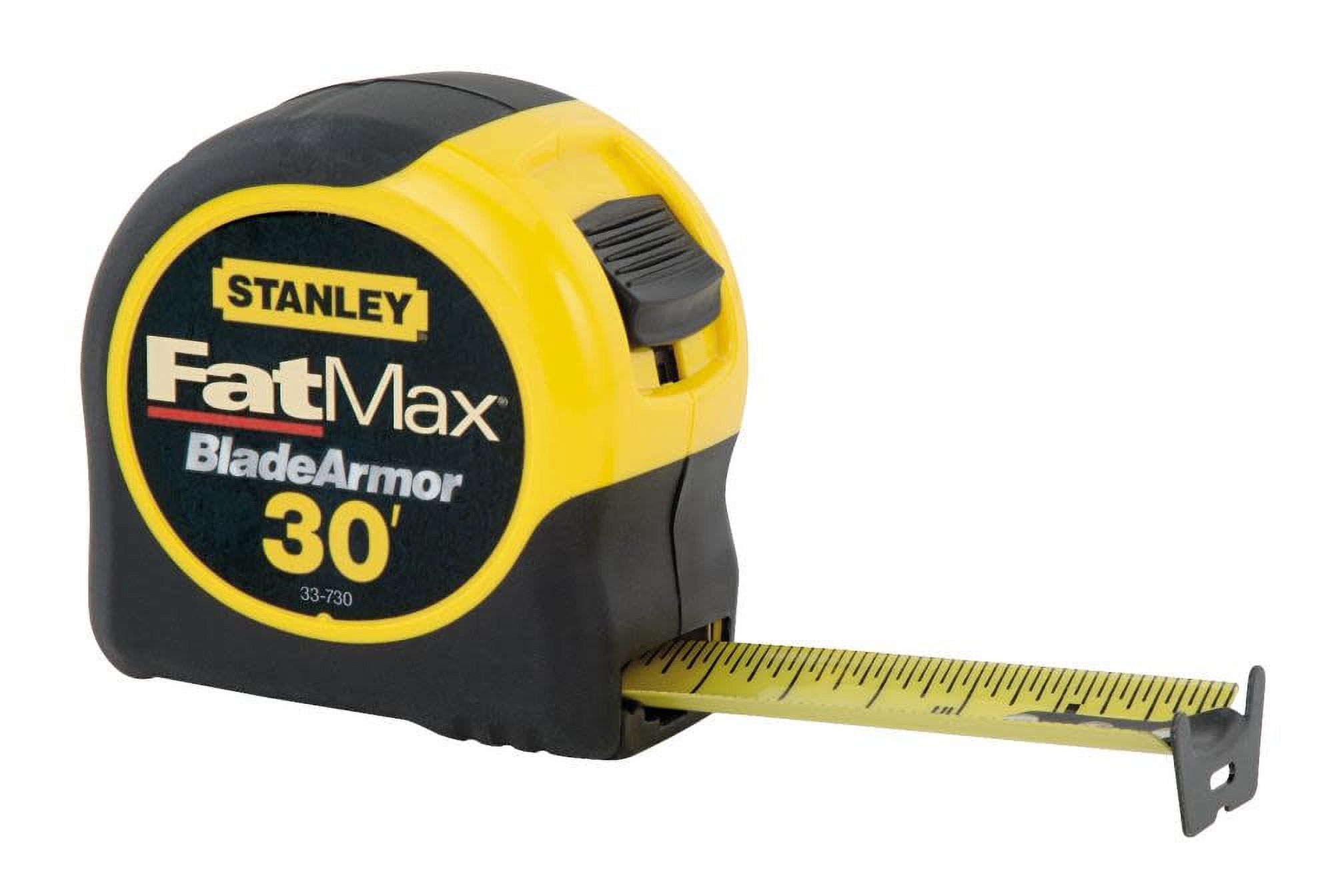 Stanley Tools Fat Max Tape Rule 1 1/4" x 30ft Plastic Case Black/Yellow 1/16" Graduation 33730 - image 1 of 3