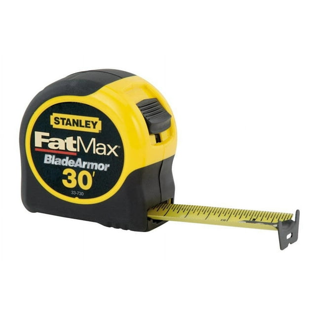 Stanley Tools Fat Max Tape Rule 1 1/4" x 30ft Plastic Case Black/Yellow 1/16" Graduation 33730