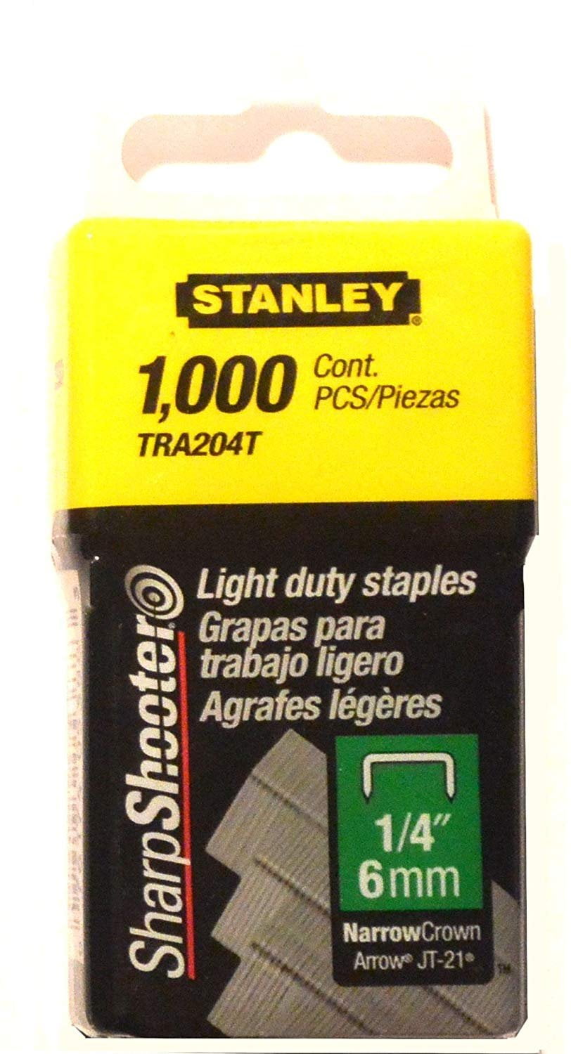 Stanley Tra204T 1/4 Inch Light Duty Narrow Crown Staples, Pack of 1000 2 pack