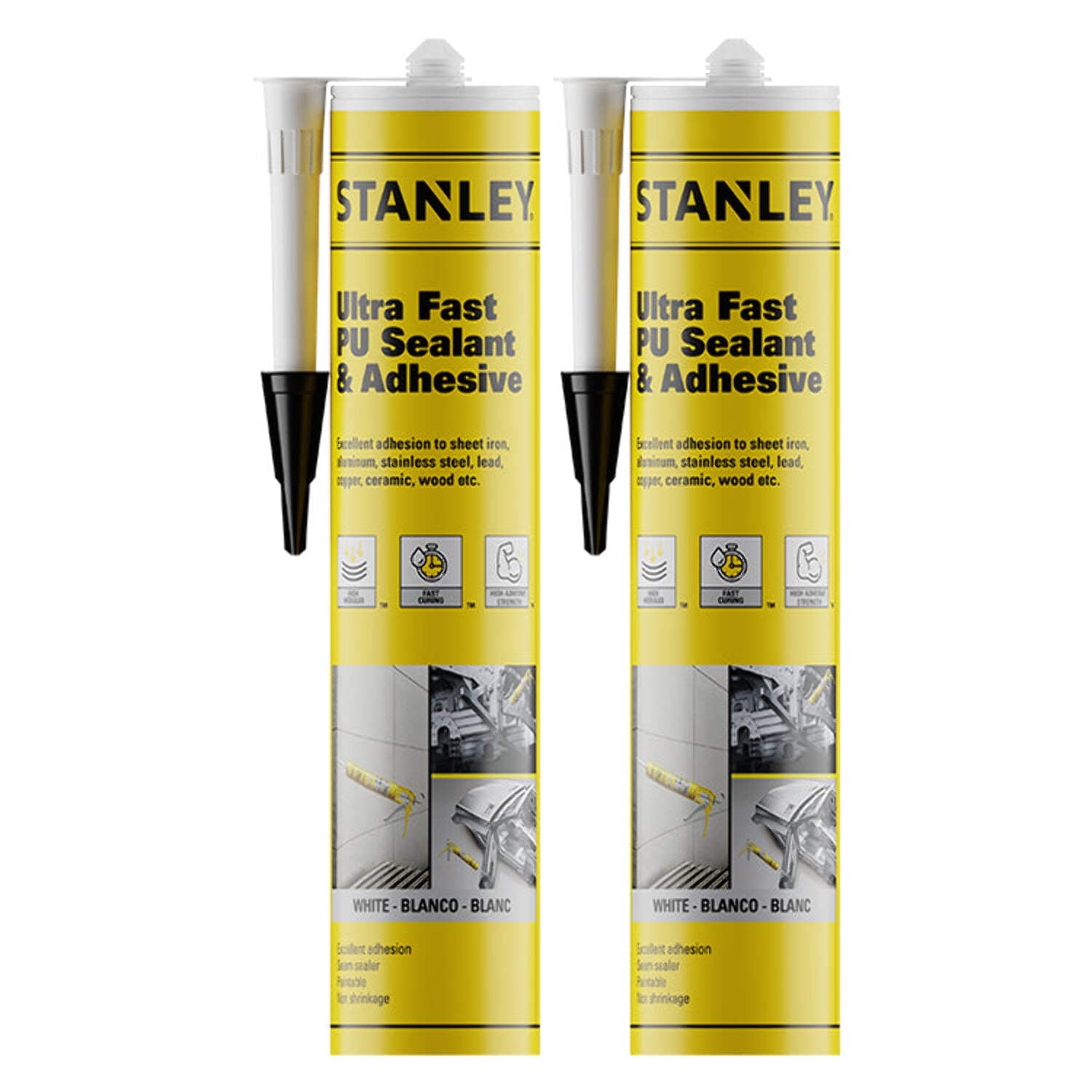 Stanley Ultra Fast Gray Polyurethane Sealant & Adhesive, 10.1oz, 2 Pack