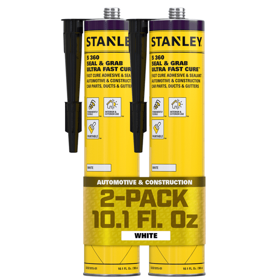 Stanley Ultra Fast Polyurethane Sealant & Adhesive - White, 10.1oz-2 Pack