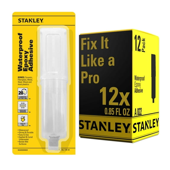 Stanley Waterproof Epoxy Adhesive - Strong Bond, 0.85oz-12 Pack