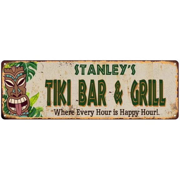 Stanley's TIKI BAR & GRILL Gift Metal Sign 6x18 Decor 206180040446