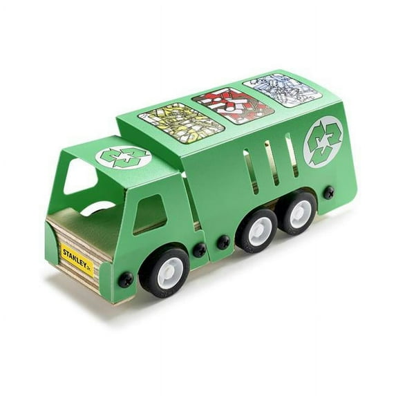 Stanly Jr. OK019-SY Recycling Truck Wood Building Kit, Small - Ages 5 Plus