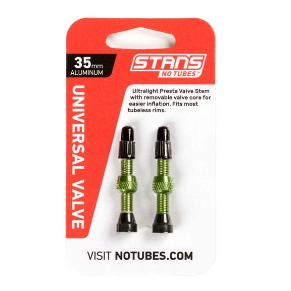 Stan's NoTubes Alloy Tubeless Valve Stem - Pair 35mm Green