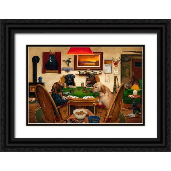 Stans, Leo 18x13 Black Ornate Wood Framed with Double Matting Museum Art Print Titled - Duck Hunters