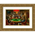 thumbnail image 1 of Stans, Leo 24x17 Gold Ornate Wood Framed with Double Matting Museum Art Print Titled - Deer Camp, 1 of 4