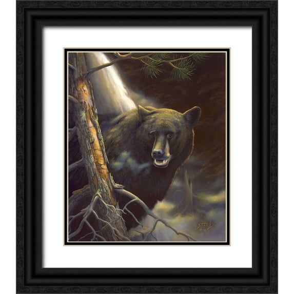 Stans, Leo 26x30 Black Ornate Wood Framed with Double Matting Museum Art Print Titled - Bear Portrait