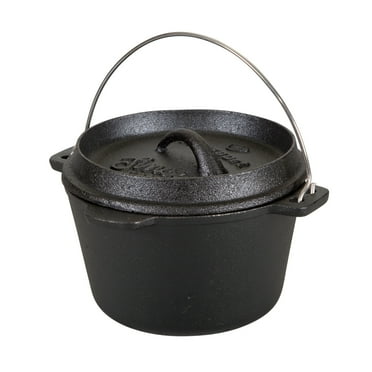 Stansport 1 QT Pre-Seasoned Cast Iron Dutch Oven Flat Bottom, Easy to Clean Surface
