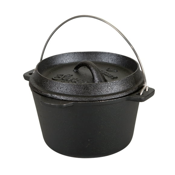 Stansport 1 QT Pre-Seasoned Cast Iron Dutch Oven Flat Bottom, Easy to Clean Surface