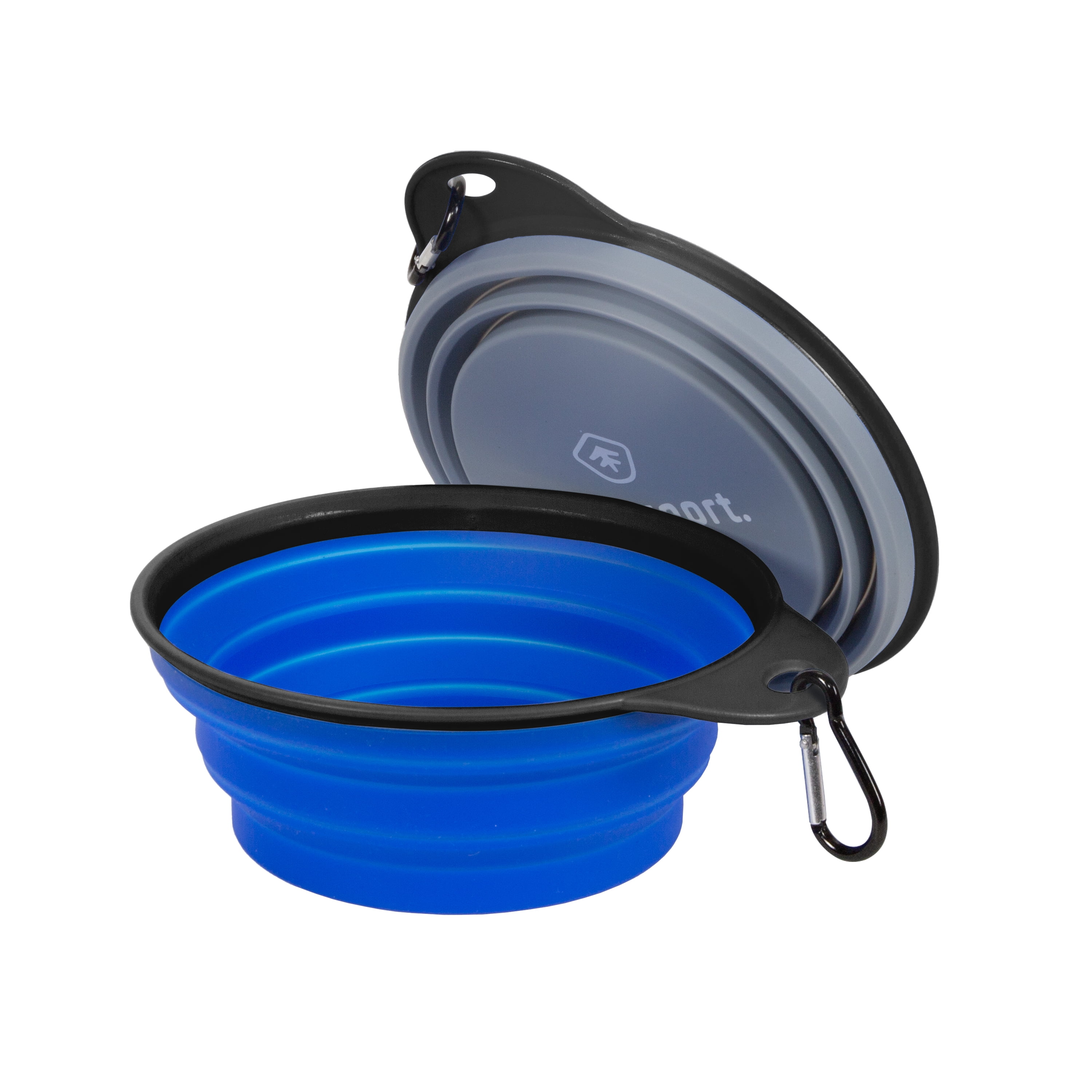 Large Blue and Gray Collapsible Silicone Travel Bowls - 2 Pack