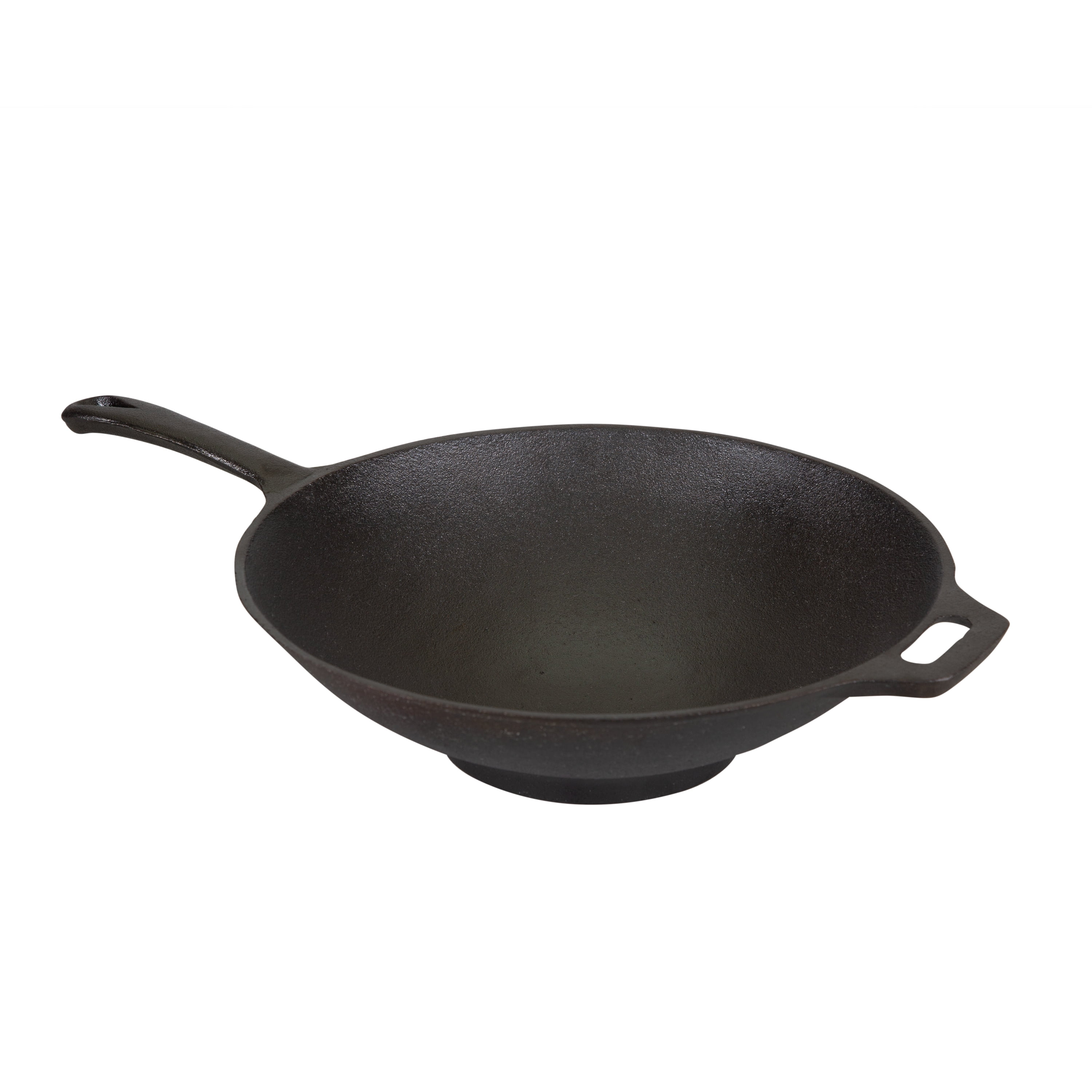 Pre-Seasoned Black Cast Iron Wok with Handle