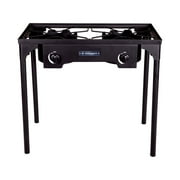 Stansport 2-Burner Base Camp Stove with Cast Iron Burners and Stand