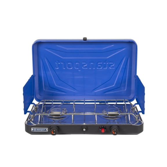 Stansport 2-Burner Propane Stove with Drip Pan & Piezo Igniter