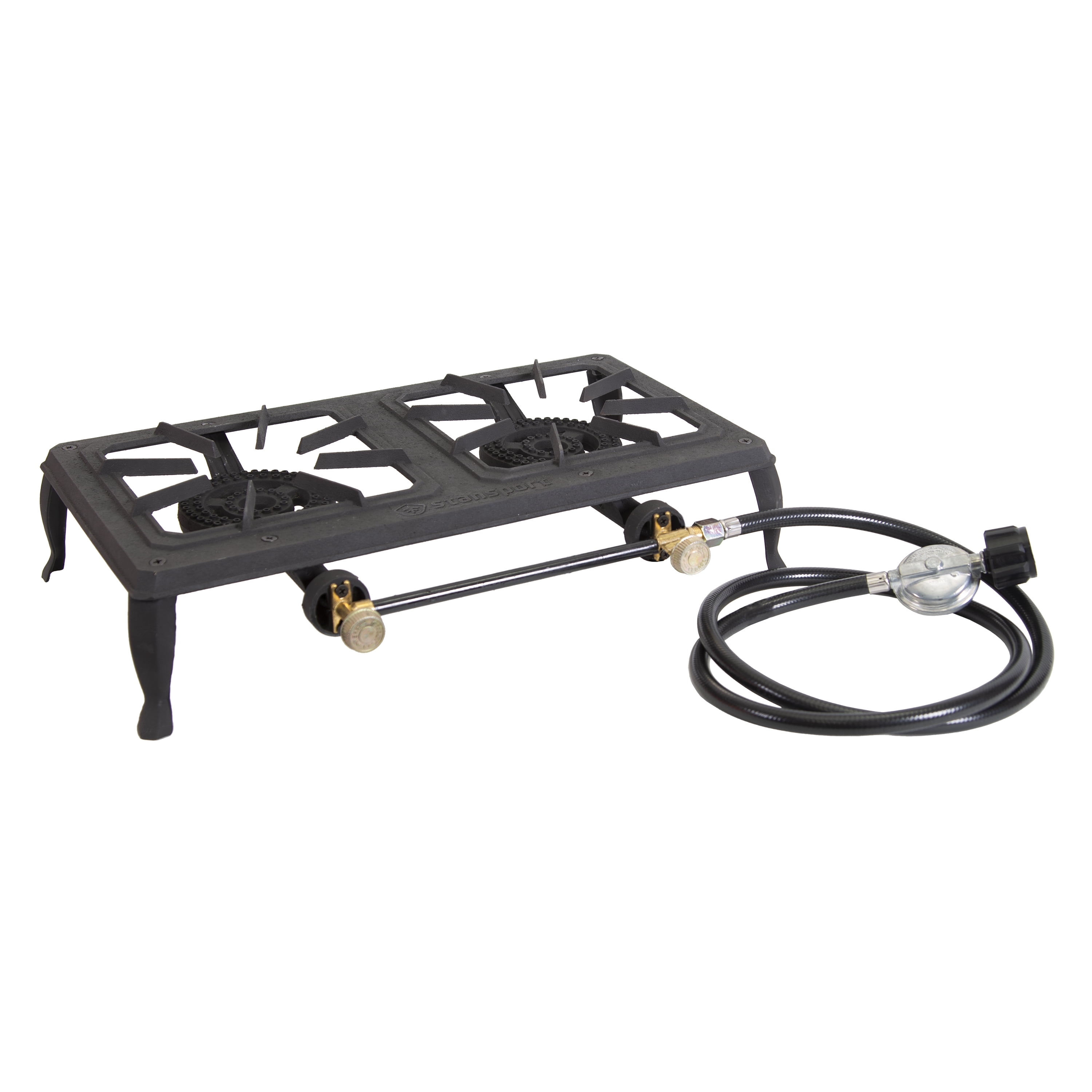 Double Burner Black Cast Iron Propane Camping Stove