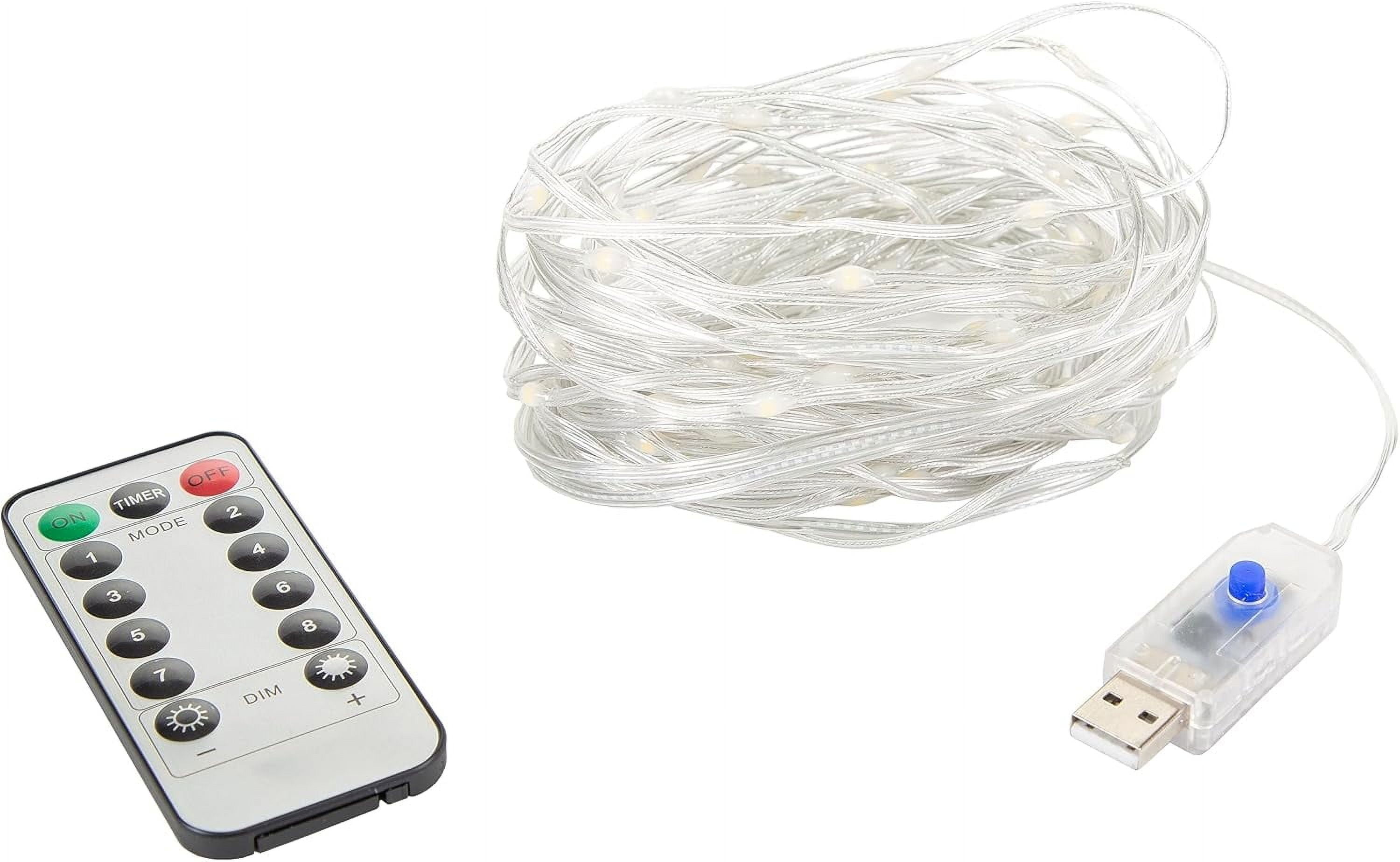 30-Foot White LED Outdoor String Lights with Remote
