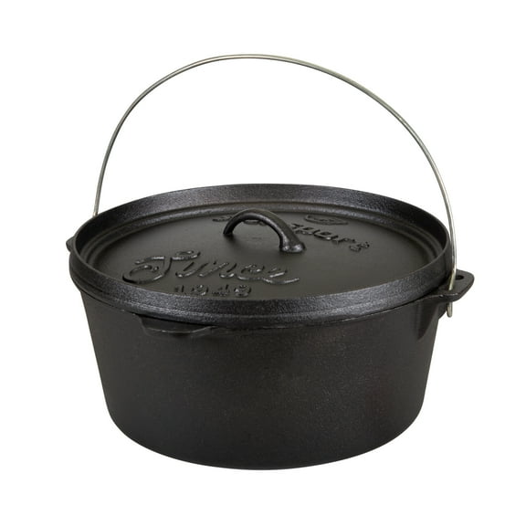 Stansport 8 QT Pre-Seasoned Cast Iron Dutch Oven Flat Bottom