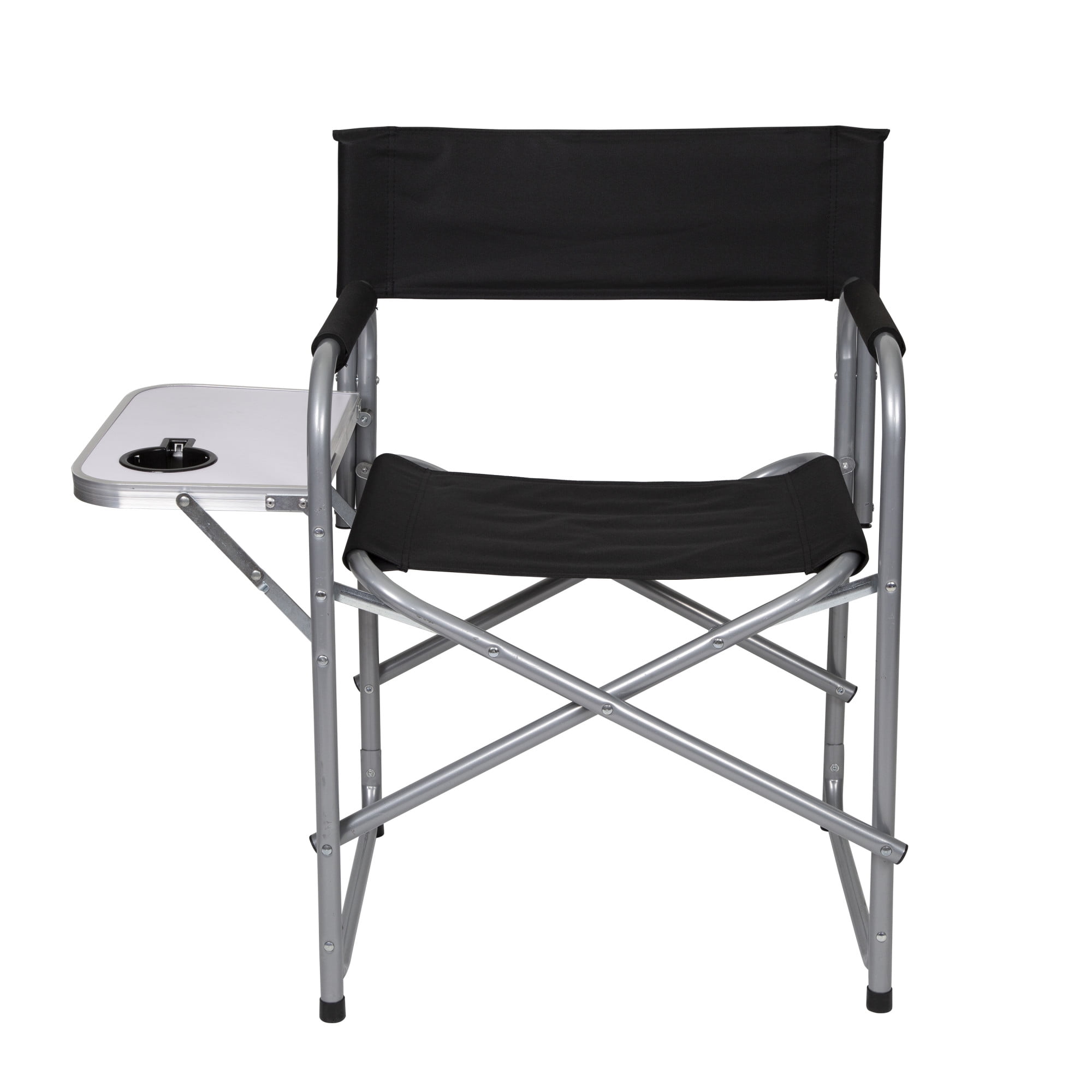 Black Folding Director's Chair with Side Table