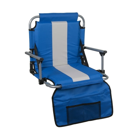 Stansport Tubular Frame Folding Stadium Seat with Arms - Blue/Tan