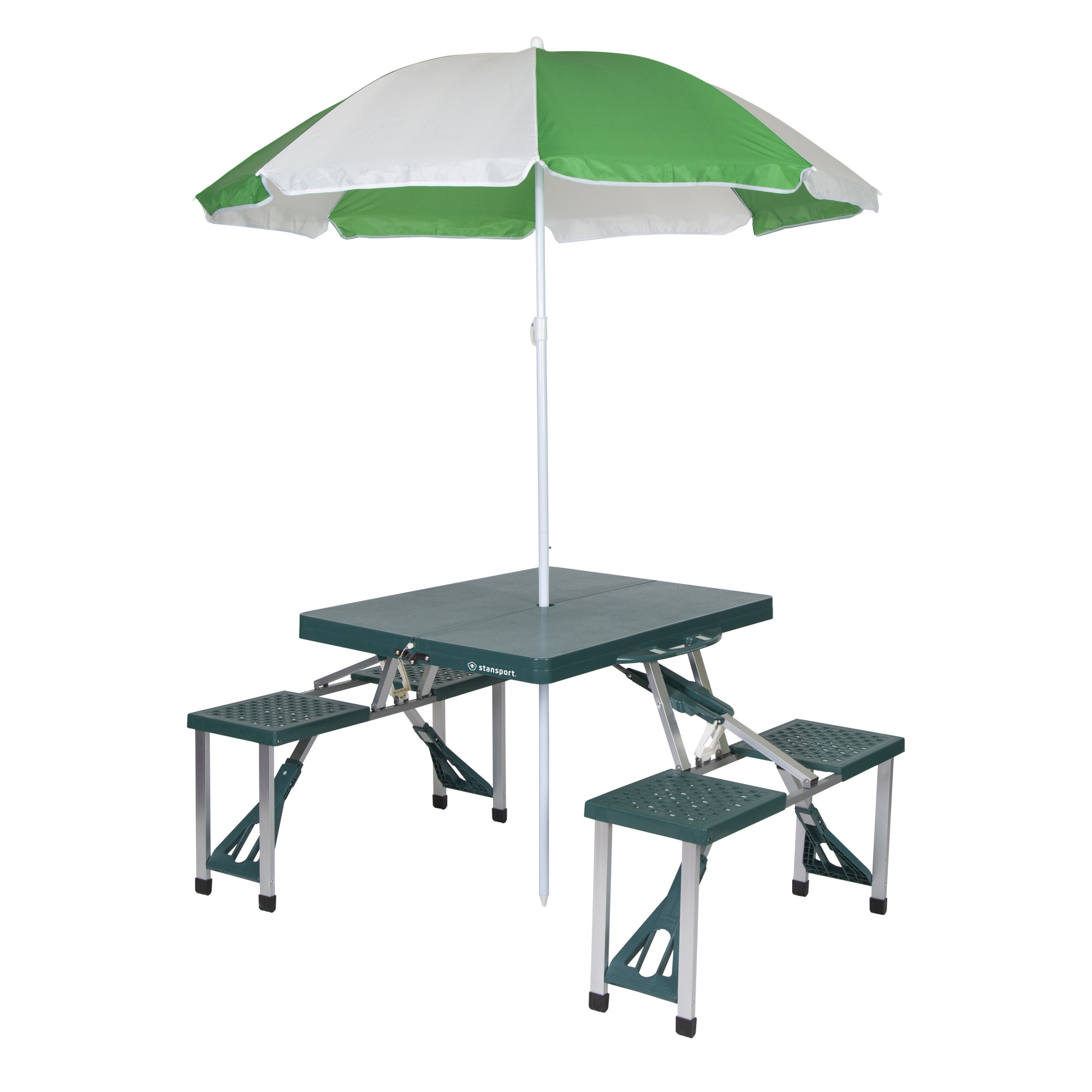 Stansport Folding Picnic Table with Umbrella, Aluminum Frame - image 1 of 14