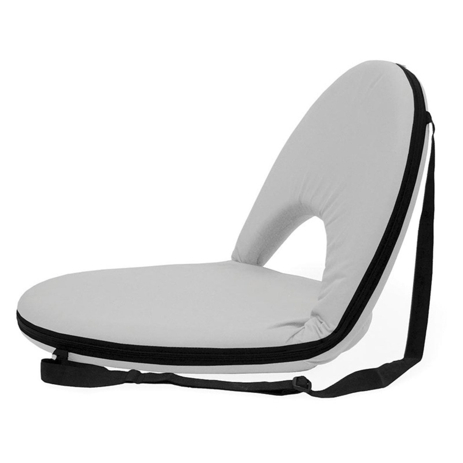 Gray Portable Reclining Polyester Floor Chair with Steel Frame