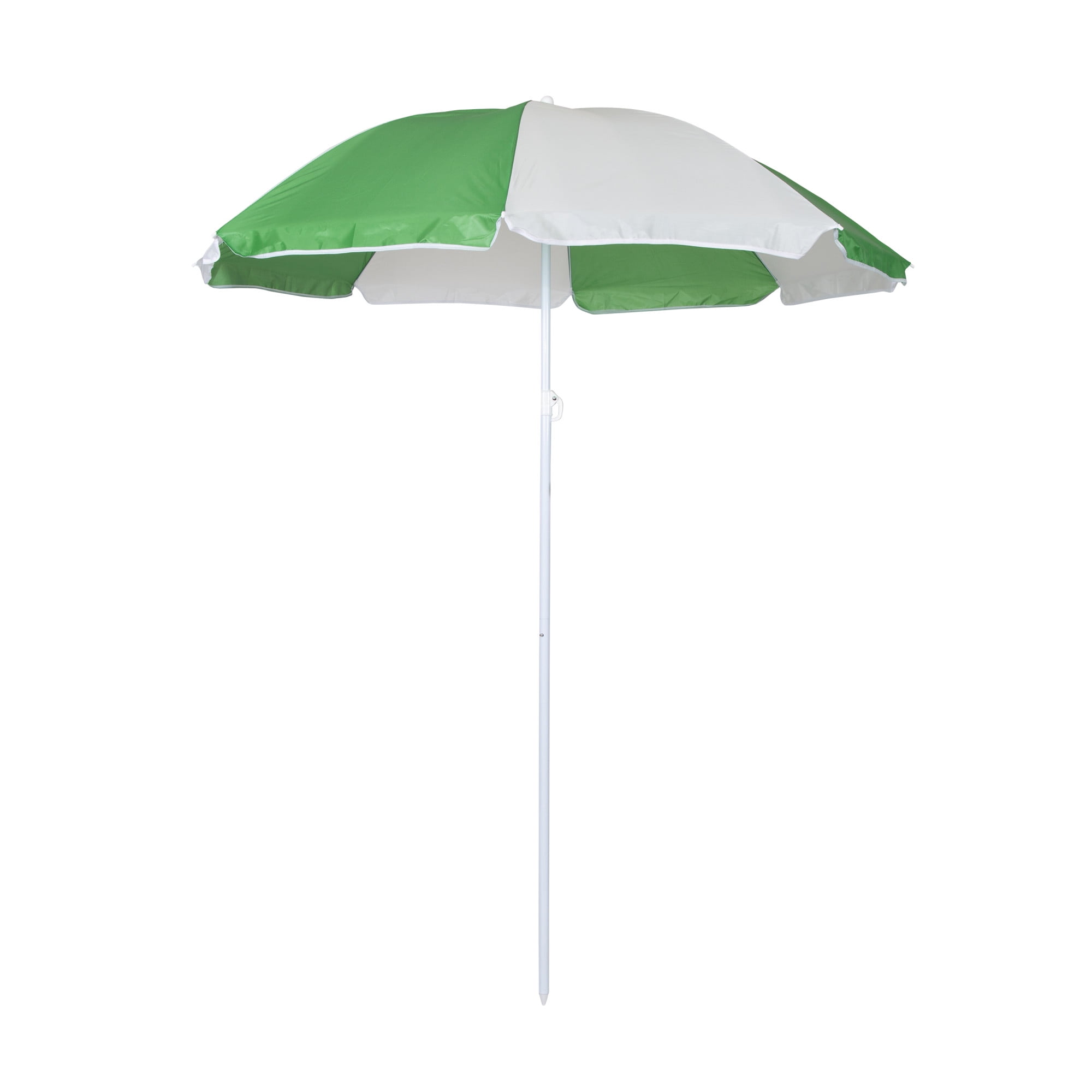 Green and White 60" Portable Nylon Beach Umbrella