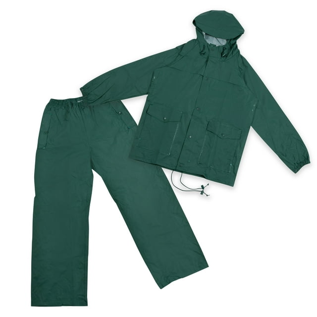 Stansport PVC-Nylon Deluxe Rain Suit -Small- Forest Green Adult Mens