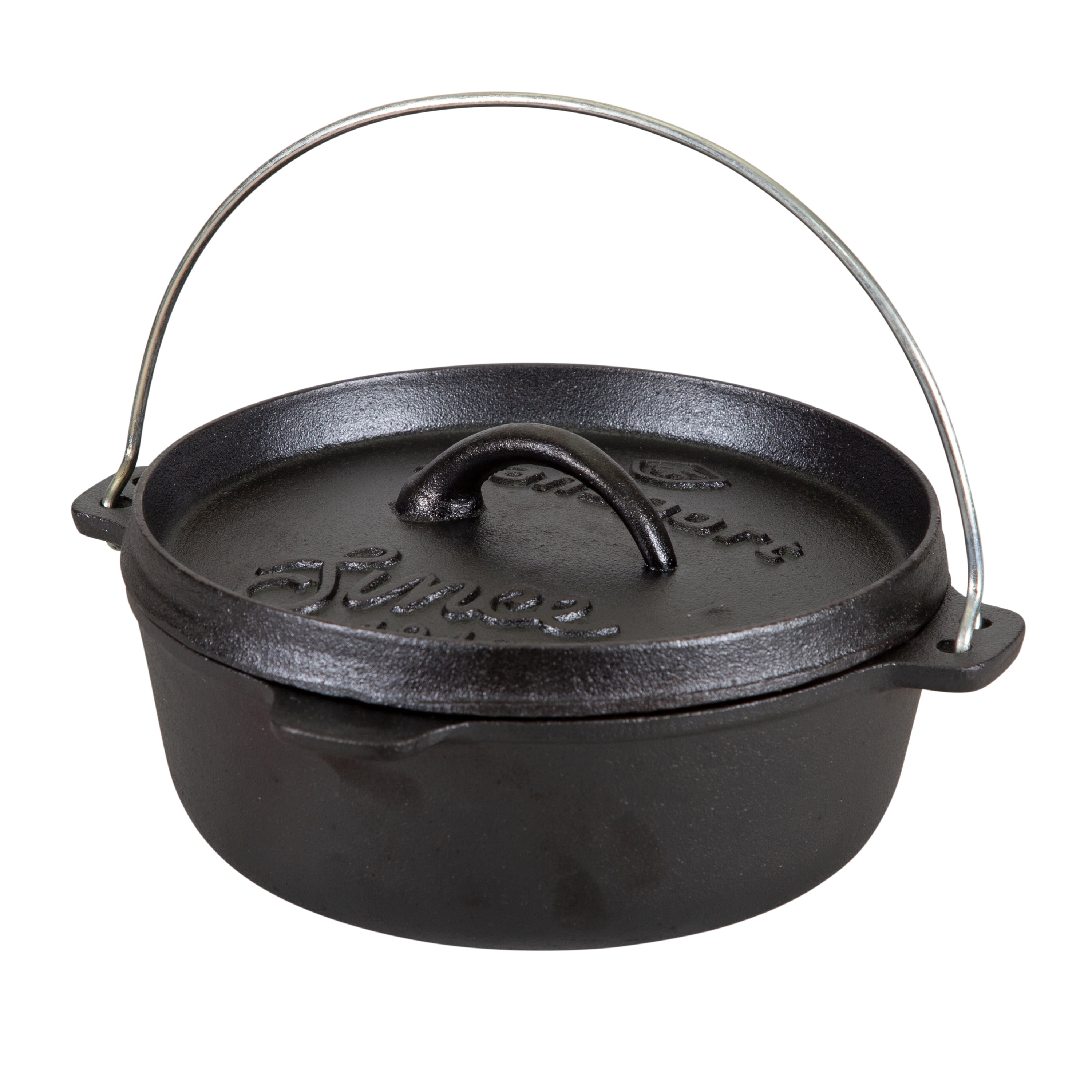 Pre-Seasoned Black Cast Iron 2 QT Dutch Oven with Flat Bottom