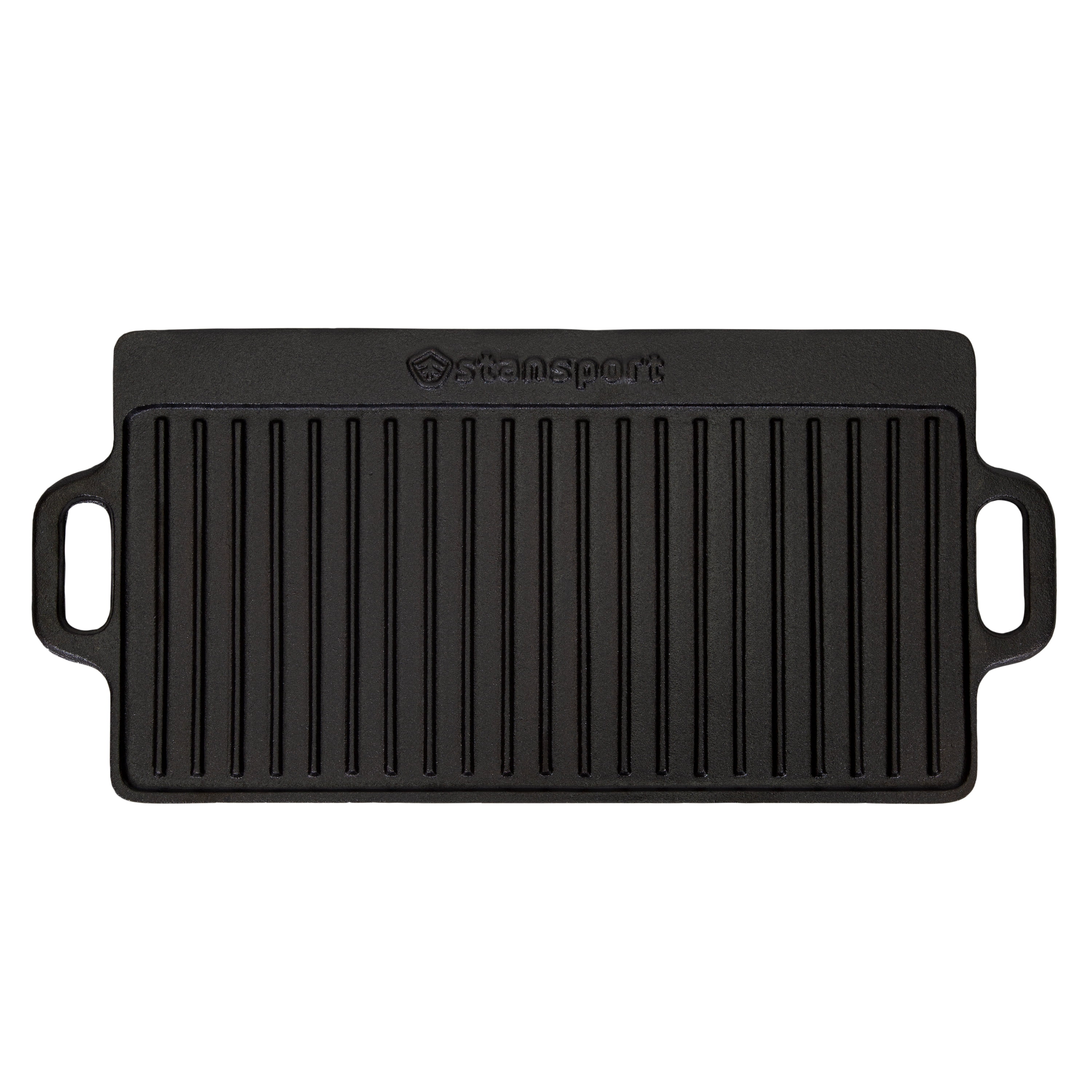 Large Black Cast Iron Reversible Griddle with Handles