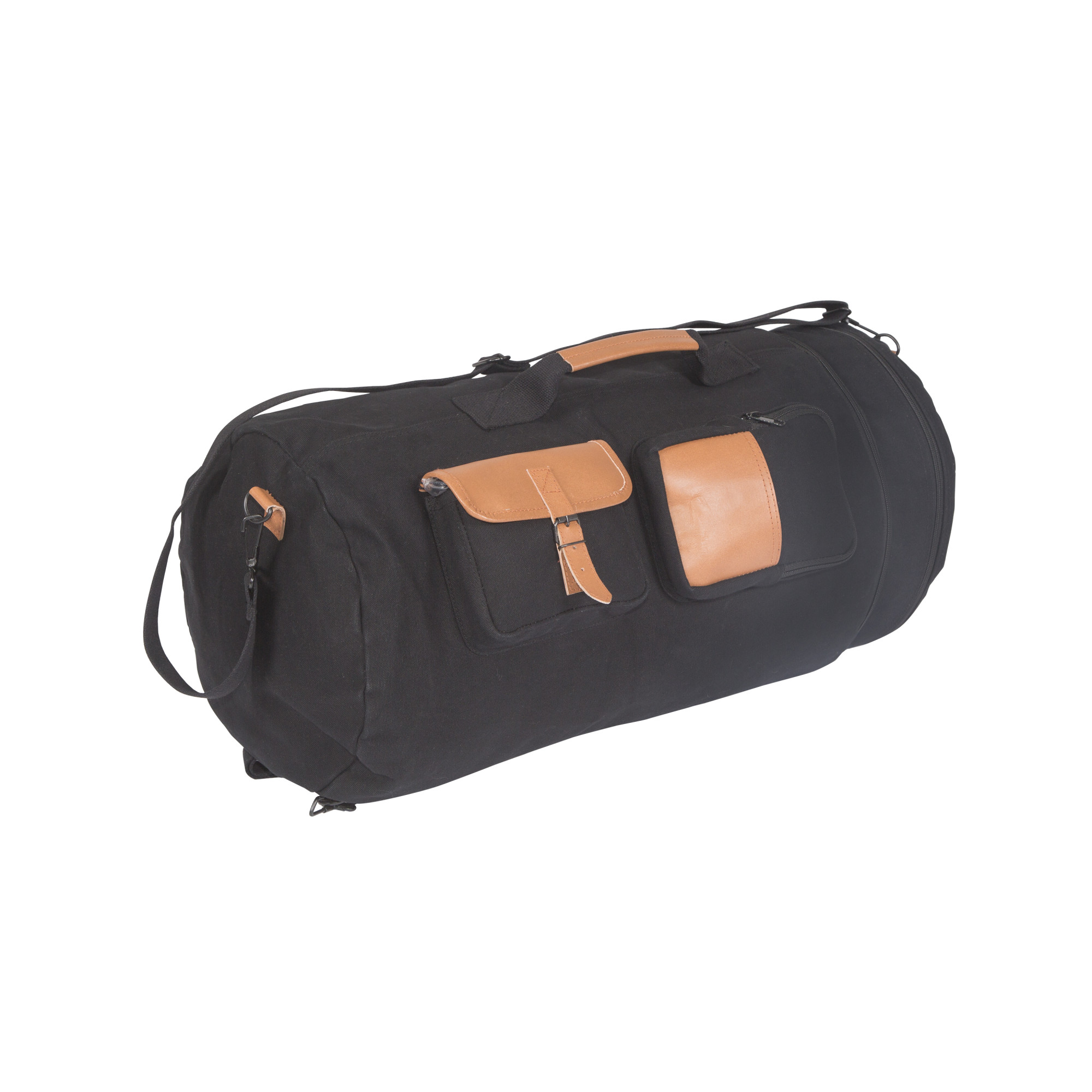 Stansport Top Load Canvas Duffel Bag / Backpack with Leather Trim