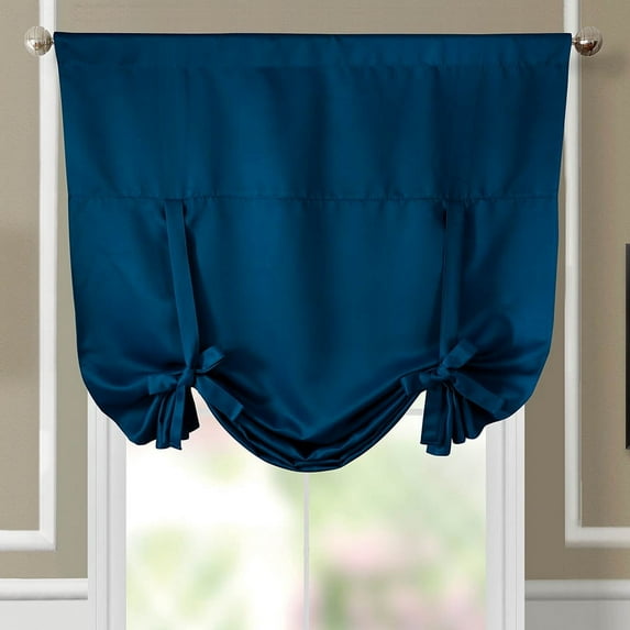 Stanton Blackout Weave Curtains Rod Pocket Tie up Shade ( 46" W x 63" L) - Navy