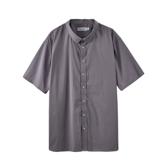 Big and tall mens Stanton Check Short Sleeve Shirt Grey