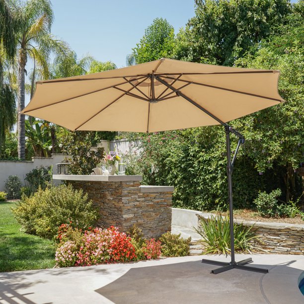 Stanton Outdoor Water Resistant Banana Sun Canopy with Grey Steel Frame ...