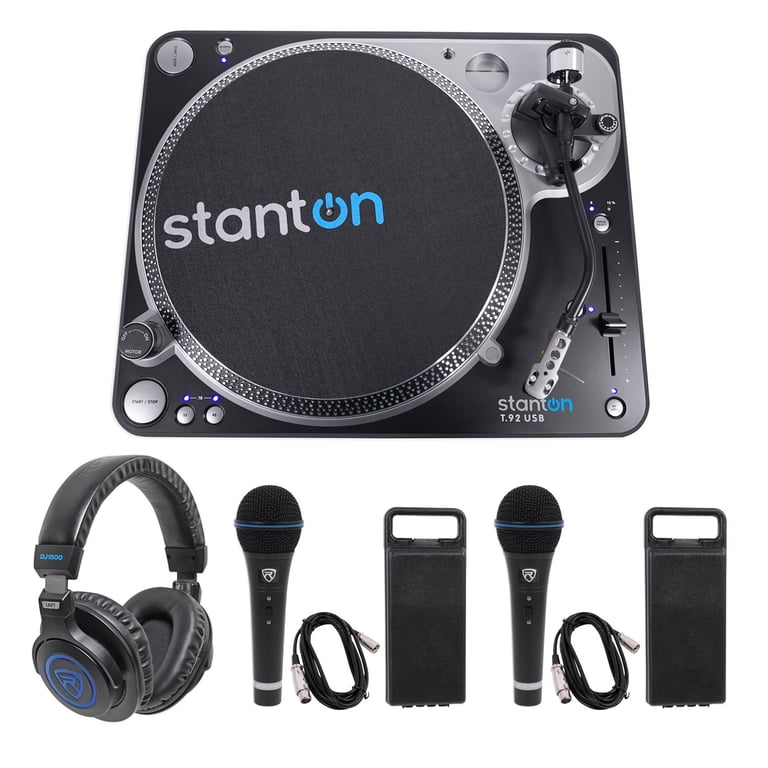Stanton T.92 M2 USB Direct-Drive S-arm USB DJ Turntable+Headphones 