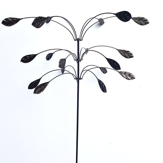 Stanwood Wind Sculpture Triple Leaf Windmill Outdoor Garden Copper Art