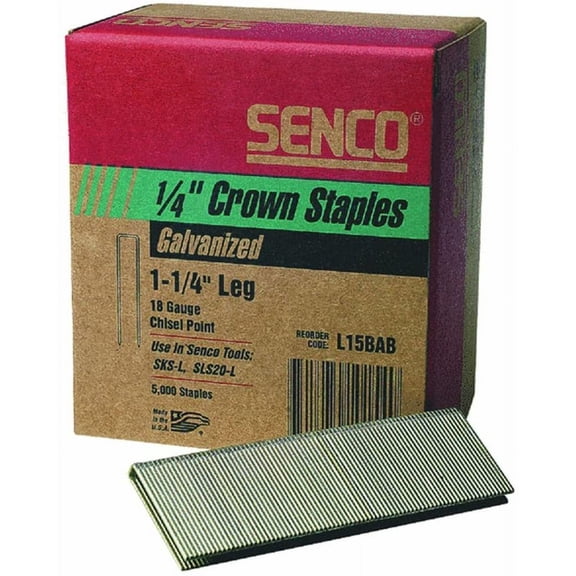 SENCO Staple, 18 ga, 1-1/4 in, PK5000 Residential Use, Standard Application
