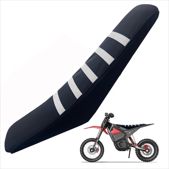 Staple-Free Seat Cover for Yozma IN10 & IN10 Pro E-Dirt Bike | Purple Stripe Racing Non-Slip Waterproof PVC Saddle Protector, Custom Off-Road Cushion Wrap Fits 23.6"x6.3"x3.5"
